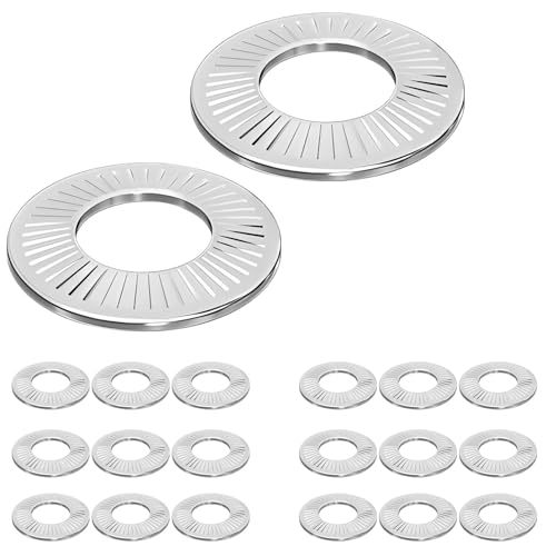 Verpakking van 20 Flat Washers M10 Knurled Spring Discs Belleville Spring Discs 304 Roestvrij stalen Wedge Keukenringen voor Schroeven en Noten