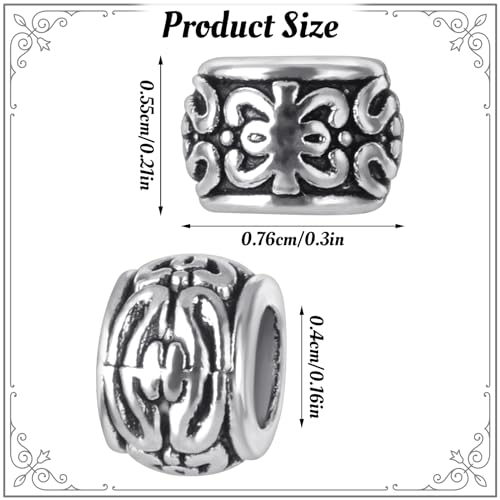 100st Zilveren Rond Spacer kralen 8mm Retro patroon Legering kralen Ronde Tube Charm kralen Groot gat metalen armband Spacer kralen voor sieraden maken 3