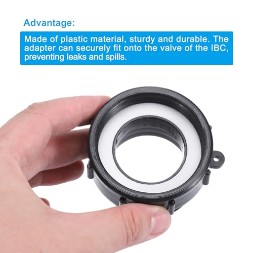 IBC Tote Adapter, 2" Fijne Vrouw tot S60x6 2" Grof mannelijke draad, 275-330 Gallon Watertank Drain Adapter Tuin Waterslang Connector, zwart 4