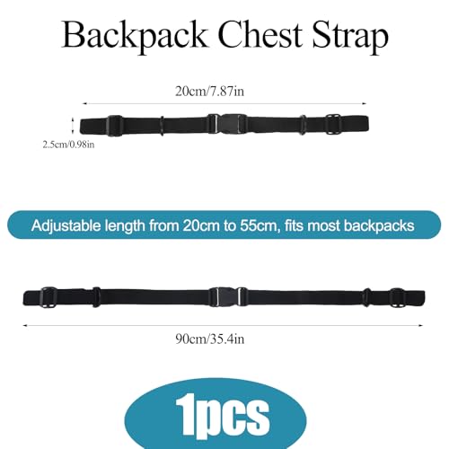 Rugzak Borstband, verstelbare Borstband met Quick Release Buckle Harness Rugzak Accessoire Strap voor Wandelen, Camping, Outdoor Adventures (Zwart)