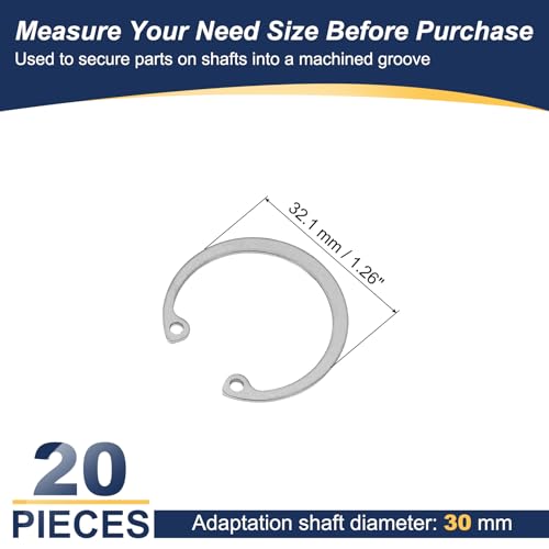 20Stuks 30mm ID Interne bewaring Ringen E-Clip Snap Ring 304 roestvrij staal