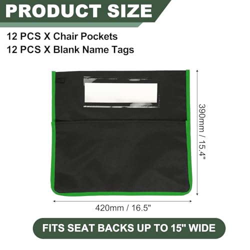 Groene Stoelzakken voor Klaslokaal Lengte 16.5 "Breedte 15.4" Zetelzakken met Lege Naam Slot, 6 PCs