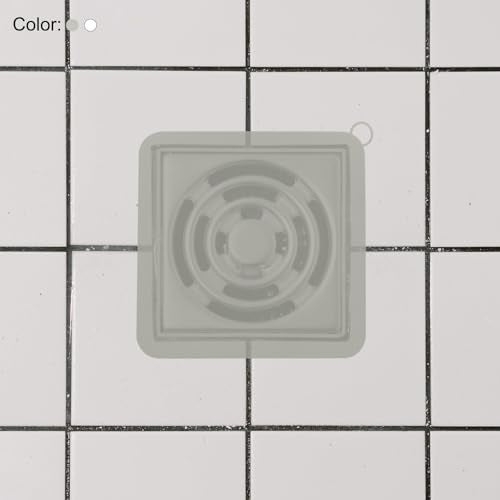 Siliconen Vloer Drain Anti-Odor Mat, 2st/1 Set Douche Drain Stopper Vierkante Siliconen Vloer Drain Hoes voor Keuken Badkamer, White Grey 4