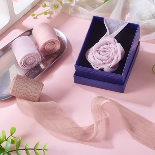 3 rollen gerimpeld chiffon pint 3 kleuren 36 mm gerimpeld polyester verrommeld deurenschijnend organza pint voor strikkransen boek ontwikkeling klassiek decoratie, koraal 3