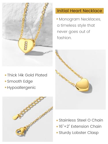 Juwelen Dames hart ketting voor meisjes, koperen Rolo ketting, 1.4 mm brede, laag ketting, 41 cm, Choker, Naam ketting, Gouden sieraden 4