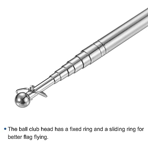 5 Voet Telescopische handheld Flagpole, Roestvrij staal Uitschuifbare draagbare vlaggenpool voor gids Teacher Pointer, zwart 3