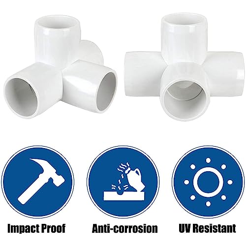 10st 4 Way PVC Fitting Elbow, 25mm Uitlaatpijp Fitting Connector Kit, Ideaal voor meubels Hookup en projecten (White)