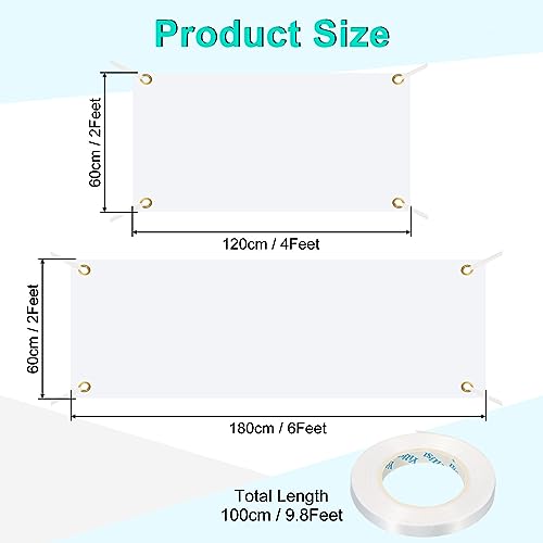 Grote Blanco Banner en tekenen, 4 stuks Polyester Sublimatie Banners met Hangende Touw voor Business Outdoor Wall Vlag Schilderbare DIY Banner tekenen, Wit 2x4 Voeten, 2x6 Voeten