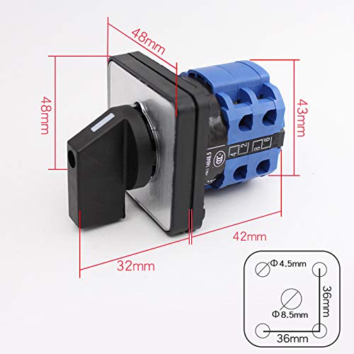 Universal Switch Rotary Plug Selector LW26-20/2, 3 posities, 8 Klemmen, Rotary Switch, Cam Switch, Panel Mount (220V, 20A)