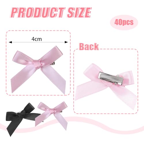 40st boeg hair clips met lange zijdeachtige satijn mini boeg barrettes metalen barrettes haar accessoires grosgrain lint bogen ambachtelijke bogen haarclips bogen