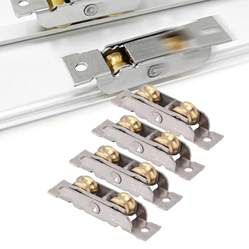4Pcs Schuifdeur Tandem Roller Montage Roestvrij stalen koperen kogellager deurroller voor glazen deur (Concave Wheel) 4