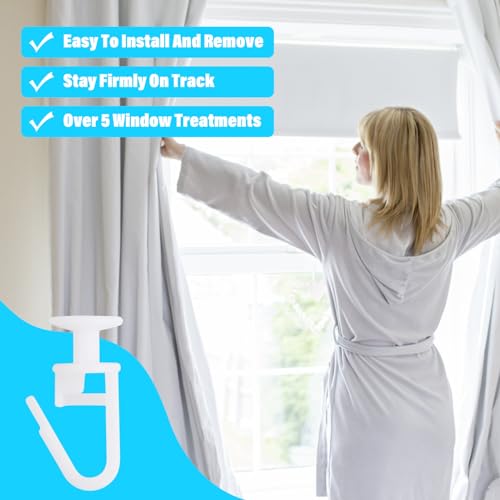 100 stuks Plastic gordijn haken, 1 inch White Rail schuifhaken, Track Wool Pulleys Glider Hook voor douche gordijnen 3