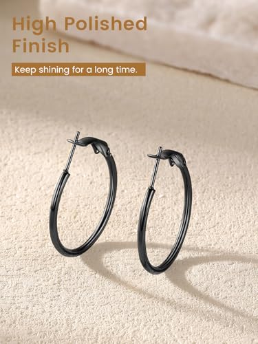 Sieraden Grote ronde hoepel oorbellen voor vrouwen, Roestvrij staal, Grote cirkel, Creoolse oorbellen, Verklaring sieraden, Zilver/Goud/Zwart, 30mm-100m m 5