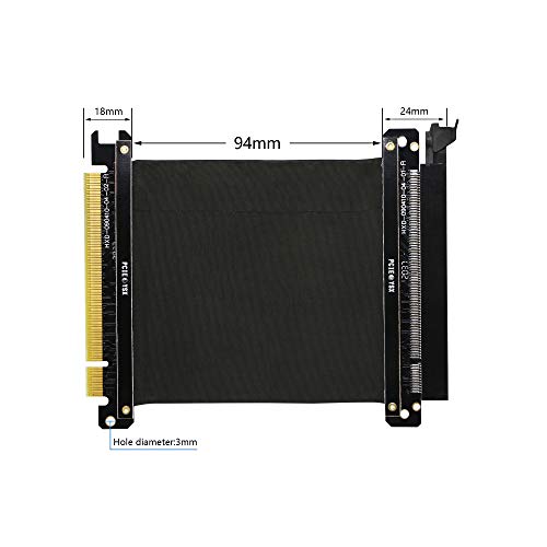 PCI Express 16x Flexibele Kaart, PCI-E 3.0 Hoge snelheid GPU Riser Kabel Straight Connector Compatibel met GTX RTX Series, Radeon Series Graphics Card (100mm) 4