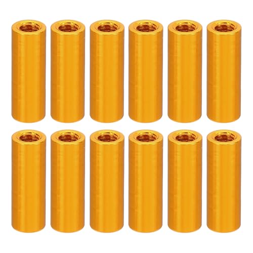 M3 Aluminium Spacers, 12Pcs Metaal Spacer Aluminium 3mm ID x 5mm OD x 15mm L Threaded Spacer Screw Standoff Ronde voor RC Auto Drones Moederbord, Goud
