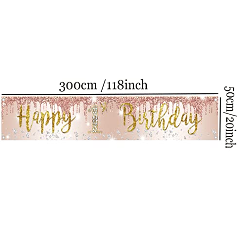 1e verjaardag decoratie voor meisje, zoet 1e verjaardag banner roze goud, stof teken 1e verjaardag poster, eerste verjaardag tuin banner voor meisjes verjaardag feest welkom teken tuin decoratie