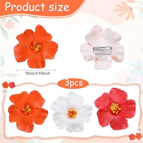 3 stuks Hawaii Hair Clips Bloemen 10 cm Hair Clip Plumeria Hibiscus Flower Clip Boho Zomer bruiloft Haarclips voor vrouwen bruiloft partij vakantie strand accessoires 4