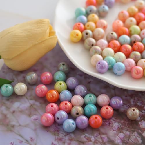 370st 10mm Kleurrijke acryl ronde kralen Multicolor acryl kralen voor doe-het-zelf sieraden maken (AB kleur 10mm) 4