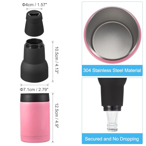 Slim Can Cooler, 12oz Skinny Kan geïsoleerd bier Sleeve Drinkhouder met flesopener voor bier Soda Koffie gewone blikken en flessen, Roze