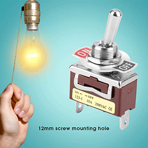 2 Position Momentary Toggle Switch 15A 250V ON-OFF Switch Metal Toggle Switch Drukknop Rocker Switch 2 Pin 12mm voor Automotive huishoudelijke apparaten Industriële controle 3