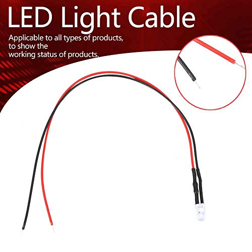 10 st 12v 5mm LED-licht-uitlatende diode Wired LED-lichtkabel 20cm 0,06W LED-licht Diffused gekleurde lens Kleine LED-bollen(Warmwit) 5