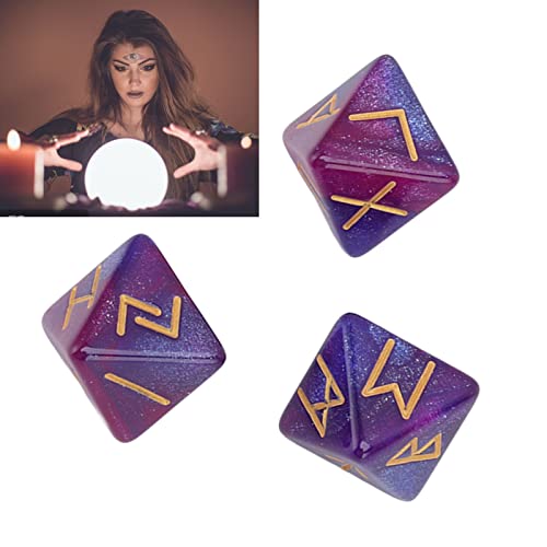 3 Stuk Astrologie Learning Prediction Rune Dice Set met 8 Sided Polyhedral Design in levendige kleuren - Mystic Star Themed Divination voor volwassenen 5