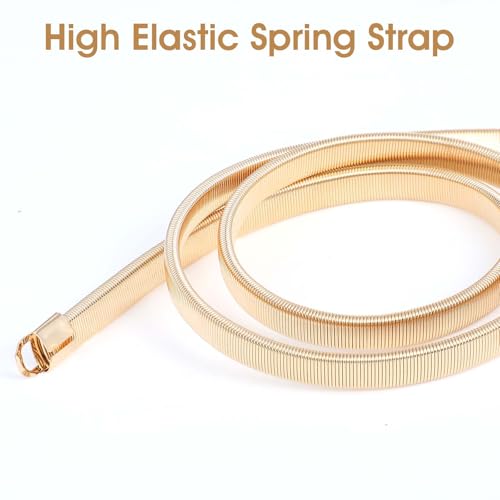 Vrouwen Dun metalen riem Goud Elastische Narrow ketting riem verstelbare taille riem Dunne riemen voor vrouwen, goud 5