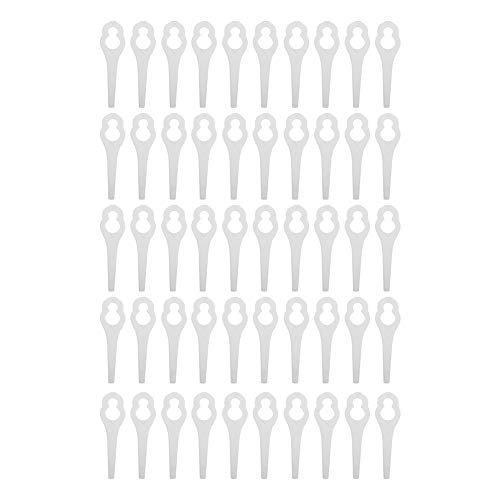 50 stuks grastrimmers, kunststof reservebladen, grasmaaierdelen voor Bosch ALM 28 30 (wit)