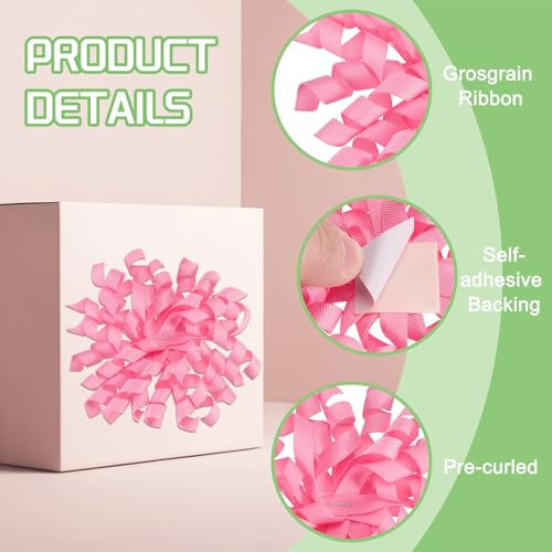Grosgrain 4 Inch Curly Bows voor Cadeauverpakking, 6 stuks Zelfklevende Curly Libbons, Twist Bows, Kerst Burst, Cadeaubow voor Gifts, Bruiloft 3