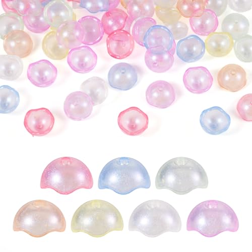 84 stuks Wind Chime Kralen Lichtgevende Transparante Acryl kralen Caps Bloemvorm Kralen End Caps voor DIY Wind Chime Dangle oorbellen ketting