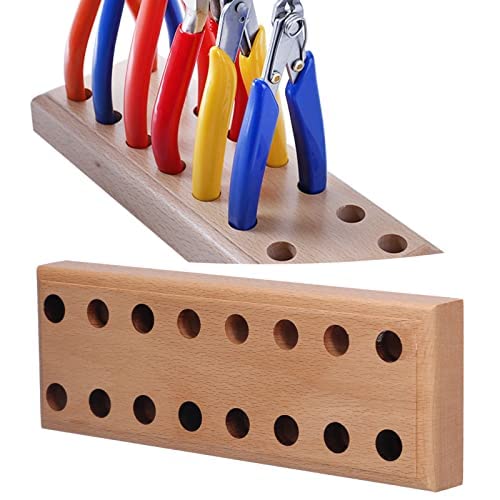 Tang Organizer, Plier Organizer Pine Wood Display Stand Base Houten Cutter houder Rack 16 gaten voor opslag, gereedschap dozen 5