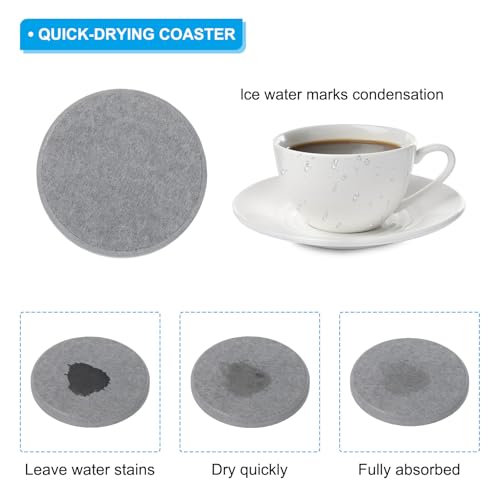 Ronde Diatomeous Earth Coasters 4 Inch5 Pack Water absorberen Diatomeous Earth Coaster, Sneldroge Cup Coaster voor badkamer keuken wasruimte donker grijs 3