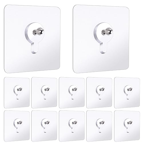 Pak van 12 lijmhangende nagels, Nail Free Sticker Hook, Transparante Muur Hooks, Sticky lijm voor hangende kunst spiegel in woonkamer, badkamer, keuken, Home