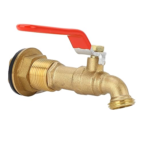 Brass Barrel Faucet, Rain Barrel Faucet 1/2 Inch Quarter Turn Brass Valve Faucet met Bulkhead voor Water Tanks Pools, Balven