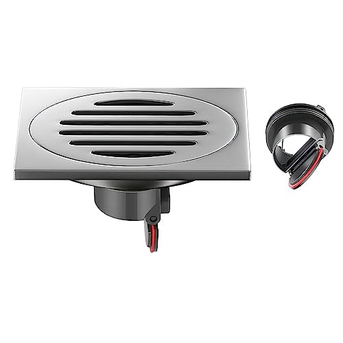 Afvoervloer Roestvrij stalen vierkant Anti Odor Straight Floor Drain voor badkamer, Doucheruimte, Matte Zwart, 10x10cm