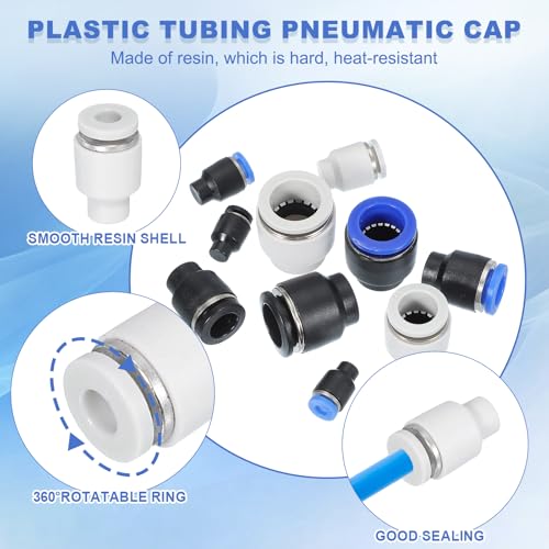 6 st Slang Quick Mount Cap, 8mm (1/3 inch) Tube OD Plastic Tube Pneumatische Cap Druk op Quick Cap Plug Fitting Accessoires voor Pneumatische Systeem Pijpaansluiting, Wit 3