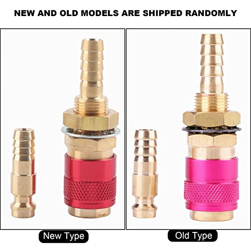 Waterverkoelde en gasadapter, messing slang connector, snelle koppeling voor MIG TIG lasbrander (rood) 3