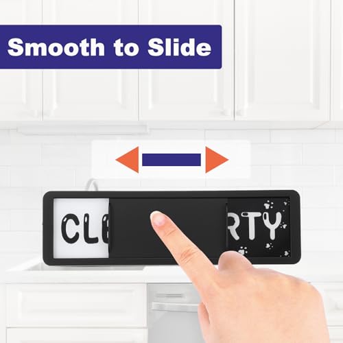 Vaatwasmachine Magneet Clean Dirt Sign, 17 x 6 Inch Clean & Dirty Vaatwasser Indicator Slider Zwart Grappig Acryl Magneetbord wasgoed keuken gadget, zwart & wit 5