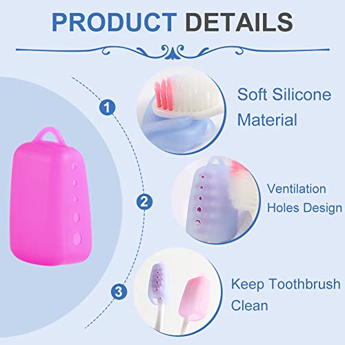 Tandenborstel Hoofdhoes, 8PCS Kleurrijke voedselkwaliteit Siliconen draagbare tandenborstel hoofdhouder Reistandenborstel houder in 4 Kleur voor thuis reizen Camping 3