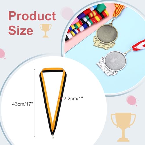 Award Neck Ribbons, 50 Pack Polyester Medal Lanyards met Snap Clip Blanc Award Ribbon voor wedstrijden Performance Sport Party, Geel/Zwart