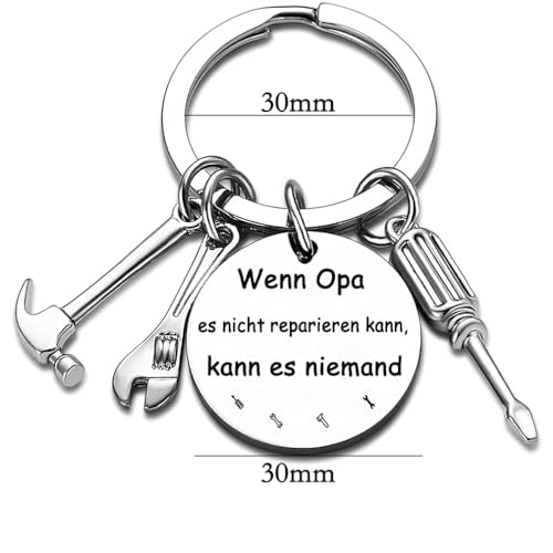 Opa cadeau als opa niet kan repareren niemand kan sleutelhanger Beste opa Ooit sieraden vader's dag cadeau verjaardag cadeau kerstcadeau nieuwjaar cadeau van kleindochter aan opa, zilver, M, zilver