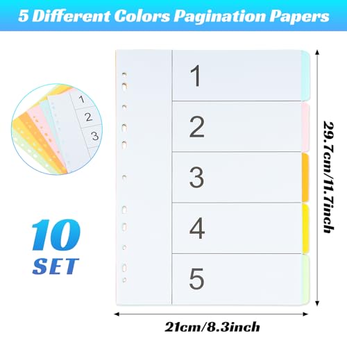 Karton A4 Tabs, 10 stuks, A4 Binder Tabs, Recycling Binder, DIN A4, Brede 11 gaten Geperforeerd, 10 Tabs, Scheiding Tabs, 1-10 School, Office, Home, 150 g/m2 (10 stuks) 5