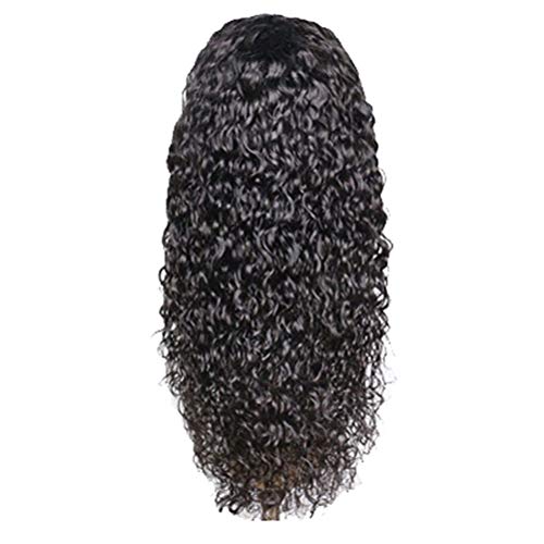 61 cm Women's Curly Real Hair Wig Black Lace Front Wig Swiss Lace Front Wig Real Hair Curly Black