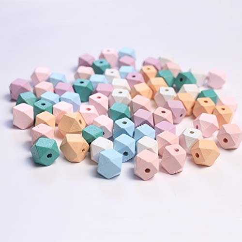 70 st. Kleurrijke houten kralen Ronde gemengde houten kralen met gat ambachtelijke kralen voor doe-het-zelf sieraden maken(kleurrijke-F/15mm-70 st) 4