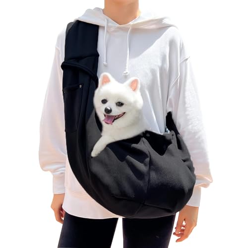 Laadvermogen 7,5 kg hondenslinger, kattenslinger met haken en zijzakken, zwarte hondentas, voor het meenemen van huisdieren naar het park, wandelen of winkelen