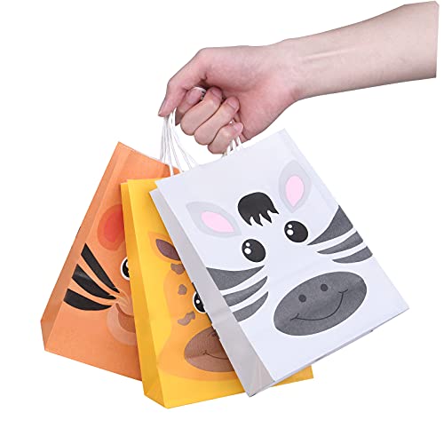 18 Piece Jungle Party Bags, Animal Gift Bags Candy Paper Bags voor kinderen met voor Halloween Kerstmis Kids verjaardagsfeest voor baby's - 21x15x8cm