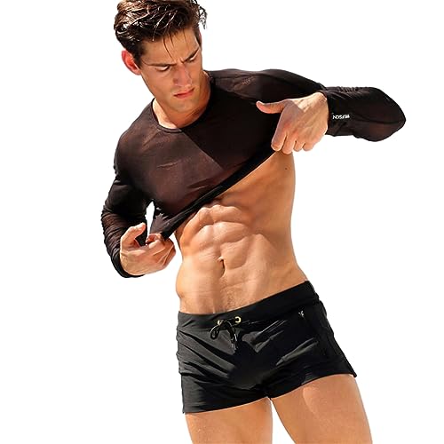 Zwembroek voor mannen, korte zwembroek, trainingsbroek voor mannen, sportshorts, strandzwembad Trunks Quick droog, Verstelbaar met tekenreeks 3