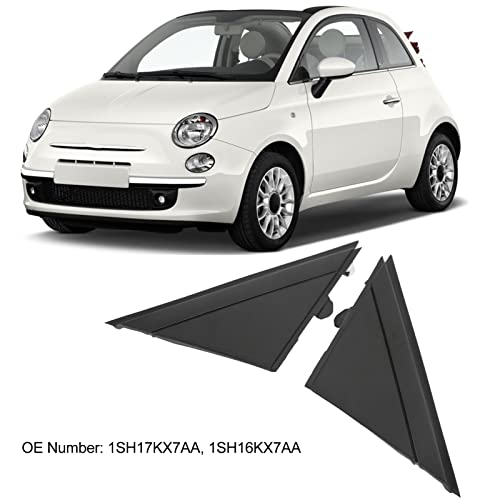2Pcs Deur Spiegel Flag Cover Rearview Spiegel Driehoek Trim Compatibel met 500 2012-2017 OE:1SH17KX7AA (Matte Black) 3