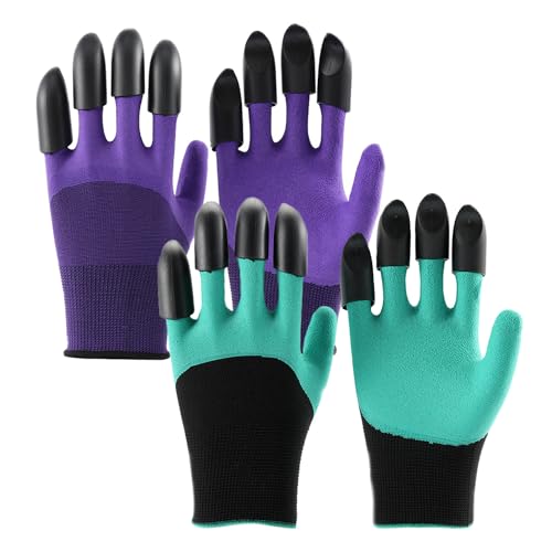 2 paar tuinhandschoenen met klauwen, cadeau voor de tuin, hoge kwaliteit waterdichte tuinhandschoenen, werk handschoenen met 8 klauwen tuingeest, handschoenen met klauwen voor graven en graven