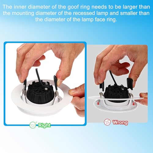 Metalen afwerkingsring voor inbouwverlichting, 4 stuks, buitendiameter 105 mm, binnendiameter 76 mm, witte matte afwerking 4